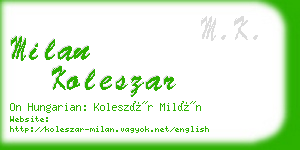 milan koleszar business card